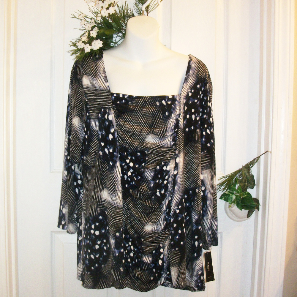 ALFANI 3X Stretch Knit Top 3/4 Sleeve NWT